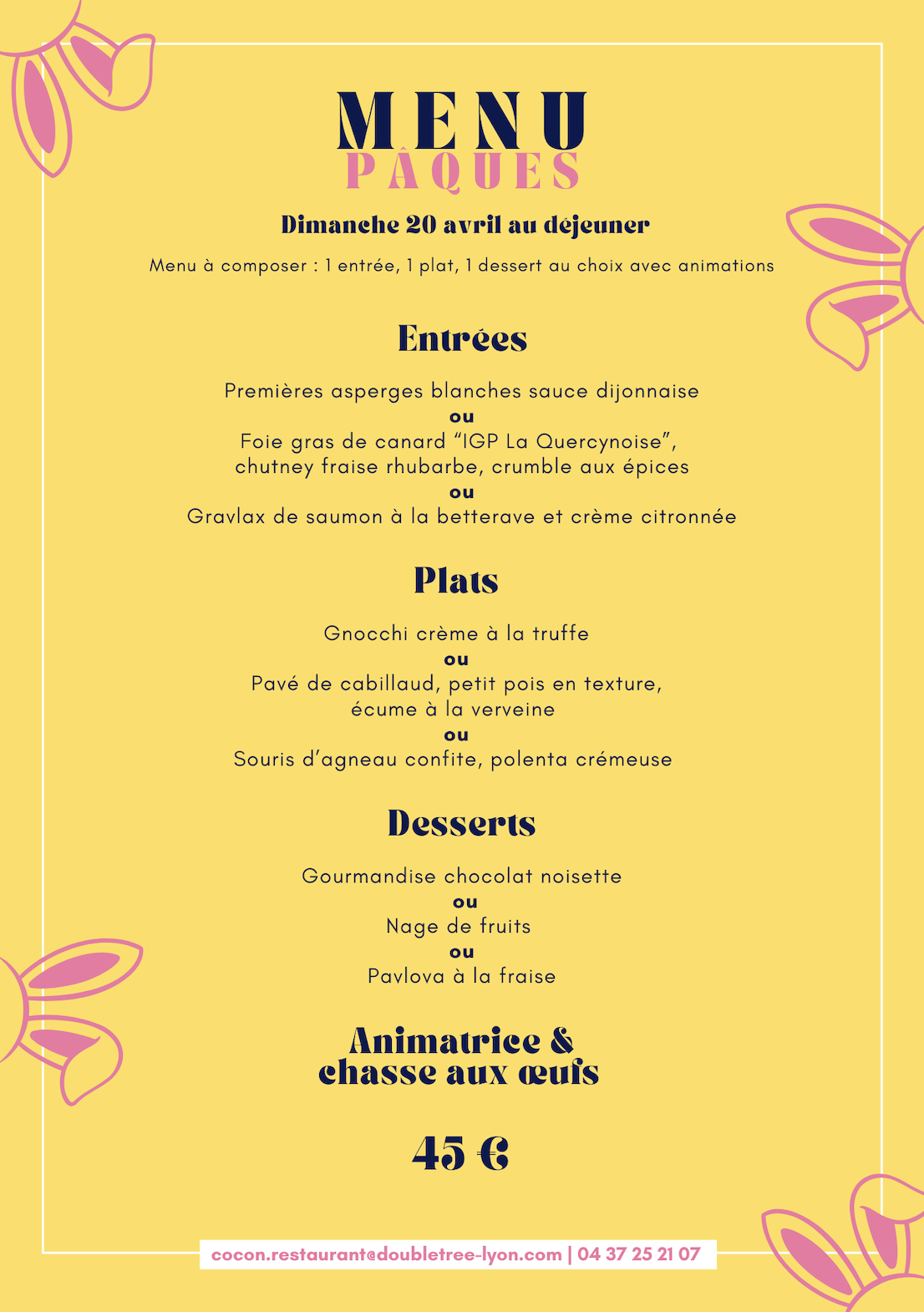 Menu de pâques